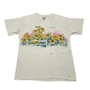 Vintage 90s Beaver Creek Sunflower Wraparound Shirt 22x28 Distressed Grunge